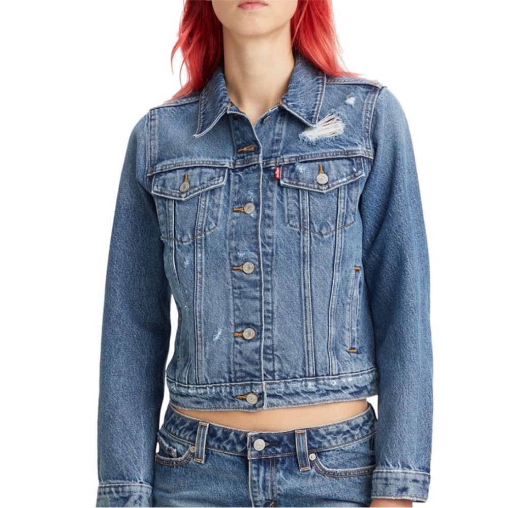 LEVIS boyfriend denim oversized distressed jacket